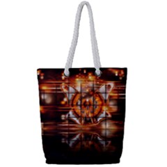 Butterfly Brown Puzzle Background Full Print Rope Handle Tote (small)