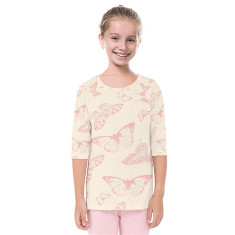 Butterfly Butterflies Vintage Kids  Quarter Sleeve Raglan Tee by Celenk