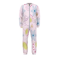 Floral Background Bird Drawing Onepiece Jumpsuit (kids) by Celenk