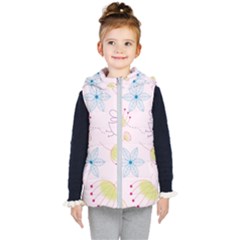 Floral Background Bird Drawing Kid s Puffer Vest