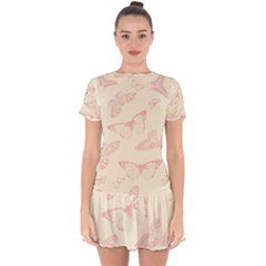 Butterfly Butterflies Vintage Drop Hem Mini Chiffon Dress