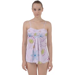 Floral Background Bird Drawing Babydoll Tankini Set by Celenk