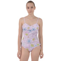 Floral Background Bird Drawing Sweetheart Tankini Set by Celenk