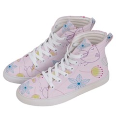 Floral Background Bird Drawing Women s Hi-top Skate Sneakers