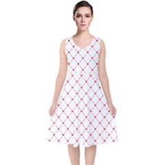 Hearts Pattern Love Design V-neck Midi Sleeveless Dress 