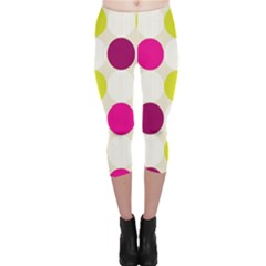 Polka Dots Spots Pattern Seamless Capri Leggings  by Celenk