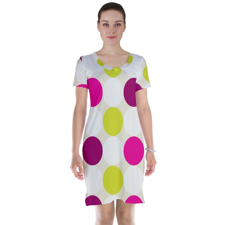 Polka Dots Spots Pattern Seamless Short Sleeve Nightdress