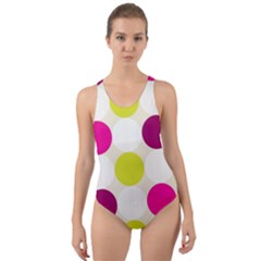 Polka Dots Spots Pattern Seamless Cut-out Back One Piece Swimsuit