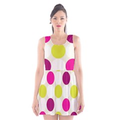 Polka Dots Spots Pattern Seamless Scoop Neck Skater Dress by Celenk