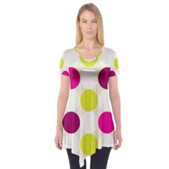 Polka Dots Spots Pattern Seamless Short Sleeve Tunic  by Celenk