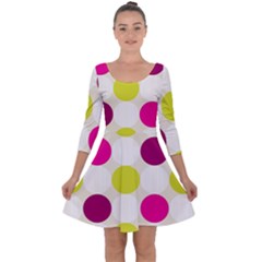 Polka Dots Spots Pattern Seamless Quarter Sleeve Skater Dress by Celenk