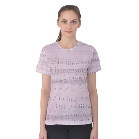 Vintage Pink Music Notes Women s Cotton Tee by Celenk