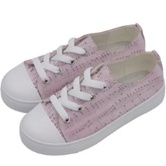 Vintage Pink Music Notes Kids  Low Top Canvas Sneakers by Celenk