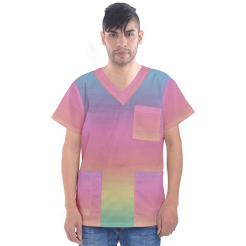 Background Watercolour Design Paint Men s V-neck Scrub Top by Celenk