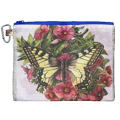 Vintage Butterfly Flower Canvas Cosmetic Bag (xxl)