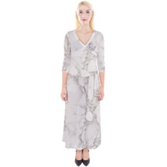 Marble Background Backdrop Quarter Sleeve Wrap Maxi Dress