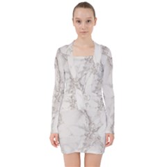 Marble Background Backdrop V-neck Bodycon Long Sleeve Dress