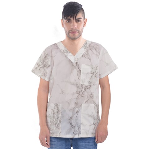 Marble Background Backdrop Men s V-neck Scrub Top by Celenk