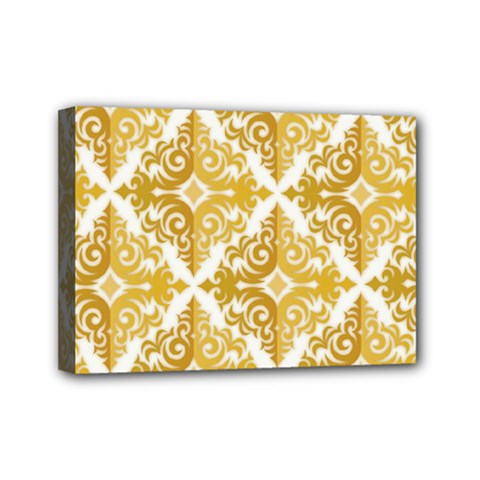 Gold Pattern Wallpaper Fleur Mini Canvas 7  X 5  by Celenk