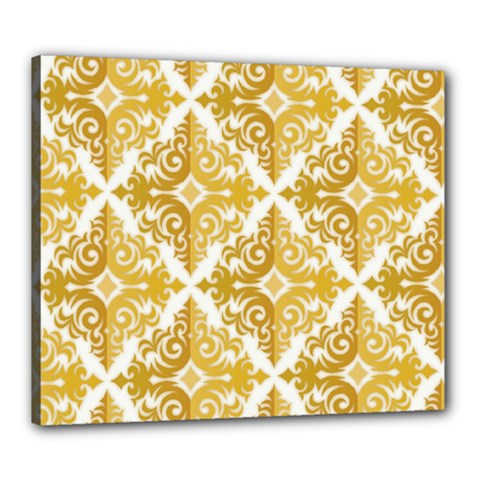 Gold Pattern Wallpaper Fleur Canvas 24  X 20  by Celenk