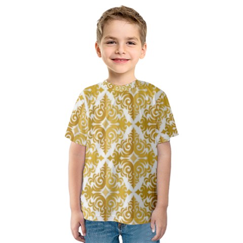 Gold Pattern Wallpaper Fleur Kids  Sport Mesh Tee by Celenk