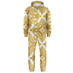 Gold Pattern Wallpaper Fleur Hooded Jumpsuit (men)  by Celenk