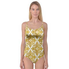 Gold Pattern Wallpaper Fleur Camisole Leotard  by Celenk