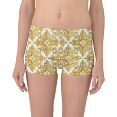 Gold Pattern Wallpaper Fleur Boyleg Bikini Bottoms by Celenk