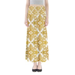 Gold Pattern Wallpaper Fleur Full Length Maxi Skirt by Celenk