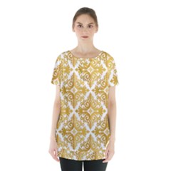 Gold Pattern Wallpaper Fleur Skirt Hem Sports Top by Celenk