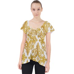 Gold Pattern Wallpaper Fleur Lace Front Dolly Top