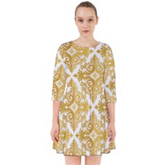 Gold Pattern Wallpaper Fleur Smock Dress by Celenk