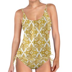 Gold Pattern Wallpaper Fleur Tankini Set by Celenk