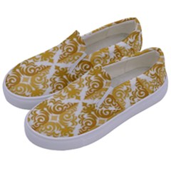 Gold Pattern Wallpaper Fleur Kids  Canvas Slip Ons by Celenk