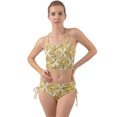 Gold Pattern Wallpaper Fleur Mini Tank Bikini Set by Celenk