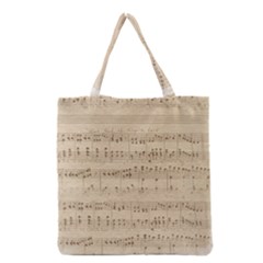 Vintage Beige Music Notes Grocery Tote Bag by Celenk