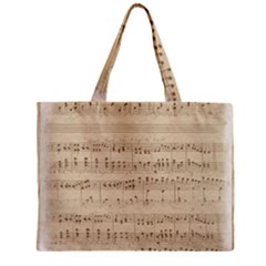 Vintage Beige Music Notes Zipper Mini Tote Bag by Celenk