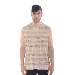 Vintage Beige Music Notes Men s Basketball Tank Top by Celenk