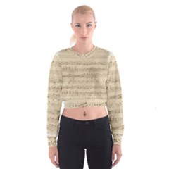 Vintage Beige Music Notes Cropped Sweatshirt by Celenk