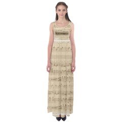 Vintage Beige Music Notes Empire Waist Maxi Dress by Celenk