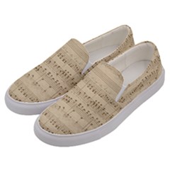 Vintage Beige Music Notes Men s Canvas Slip Ons