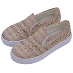 Vintage Beige Music Notes Kids  Canvas Slip Ons