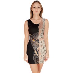 Owl Hiding Peeking Peeping Peek Bodycon Dress by Celenk