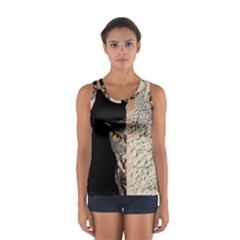 Owl Hiding Peeking Peeping Peek Sport Tank Top  by Celenk