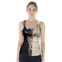 Owl Hiding Peeking Peeping Peek Racer Back Sports Top by Celenk