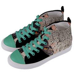 Owl Hiding Peeking Peeping Peek Women s Mid-top Canvas Sneakers