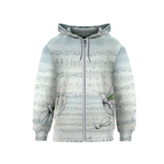 Vintage Blue Music Notes Kids  Zipper Hoodie by Celenk