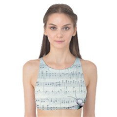 Vintage Blue Music Notes Tank Bikini Top by Celenk