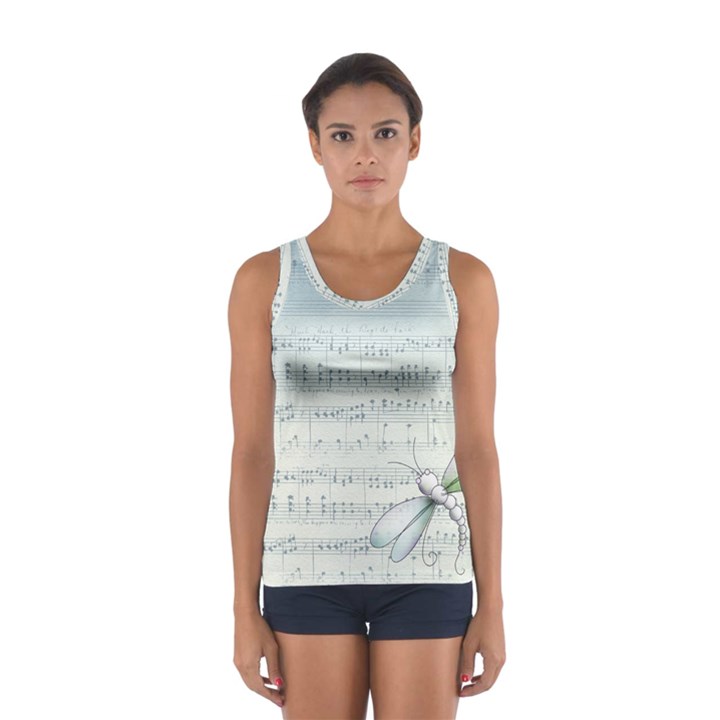 Vintage Blue Music Notes Sport Tank Top 