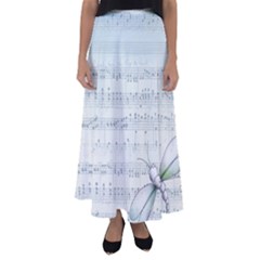 Vintage Blue Music Notes Flared Maxi Skirt by Celenk